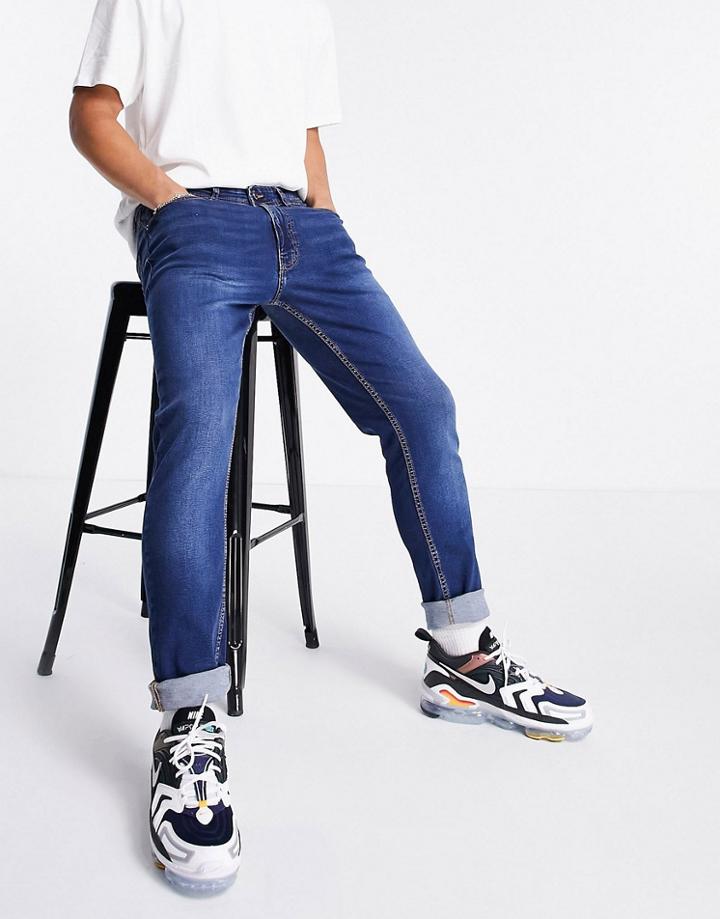 Don't Think Twice Slim Fit Jeans In Dark Blue-blues