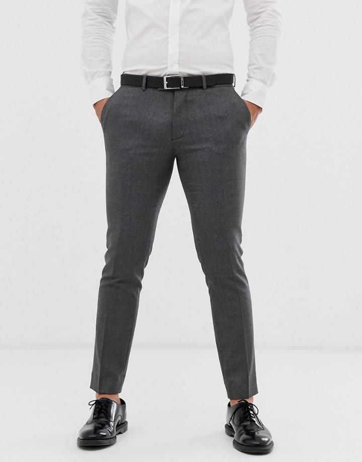 Moss London Suit Pants In Gray - Gray