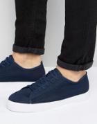 Asos Lace Up Sneakers In Navy Mesh - Navy