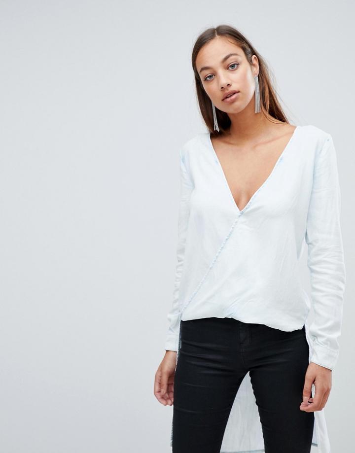 Forever Unique Twist Front Blouse - Blue