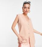 M Lounge Oversized Sweater Vest With Collar-pink