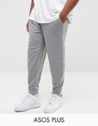Asos Plus Jersey Joggers In Gray Marl - Gray