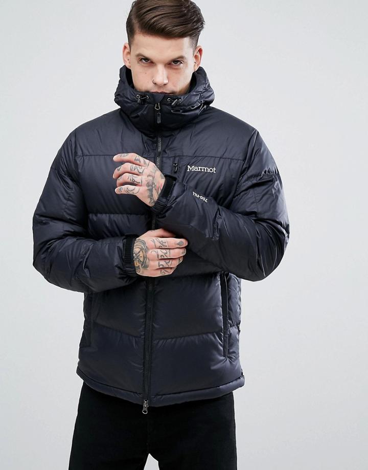 Marmot Guides Down Hooded Jacket In Black - Black