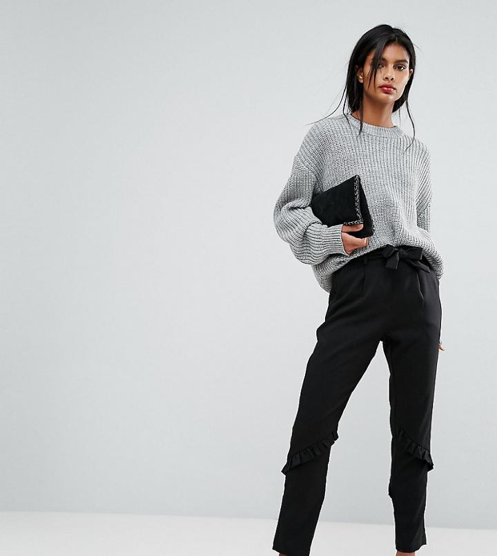Vila Tailored Tie Waist Frill Pants