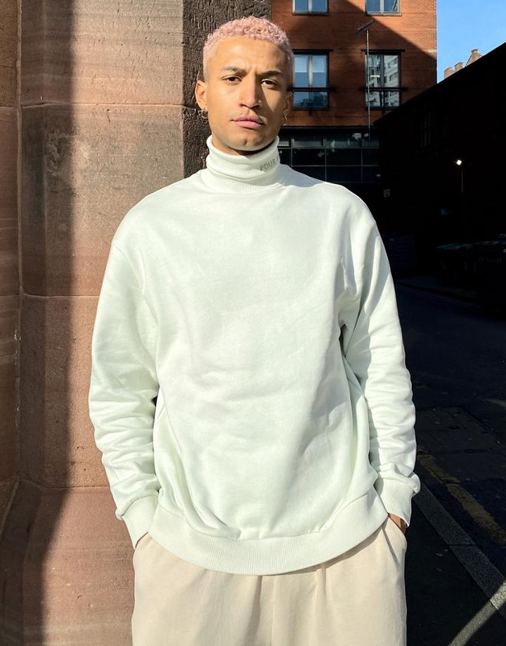 Asos 4505 Oversized Sweatshirt With Mock Neck In Mint Green-white