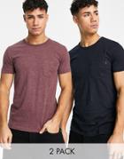French Connection 2 Pack Pocket T-shirt In Navy & Chateaux Melange