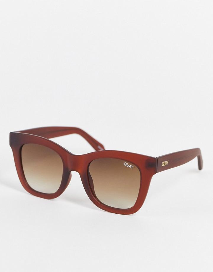 Quay After Hours Unisex Square Sunglasses In Frosted Brown With Smokey Lens
