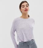 New Look Top With Lattice Back In Lilac-purple