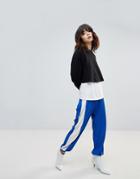 Asos Plisse Joggers With Side Stripe - Blue