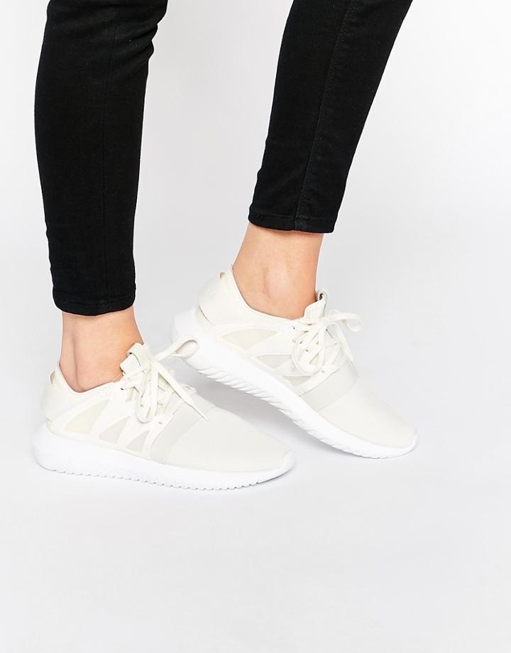 Adidas Originals Chalk White Tubular Viral Sneakers - White