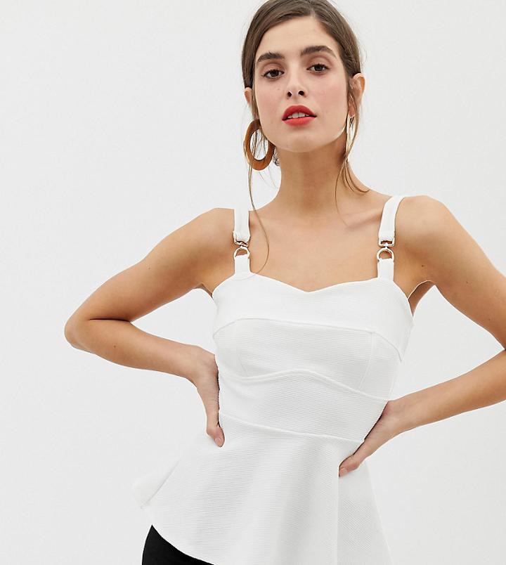 River Island Cami Top With Peplum Hem In White - White