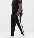 Asos Design Plus Skinny Joggers With Side Stripes In Black - Black