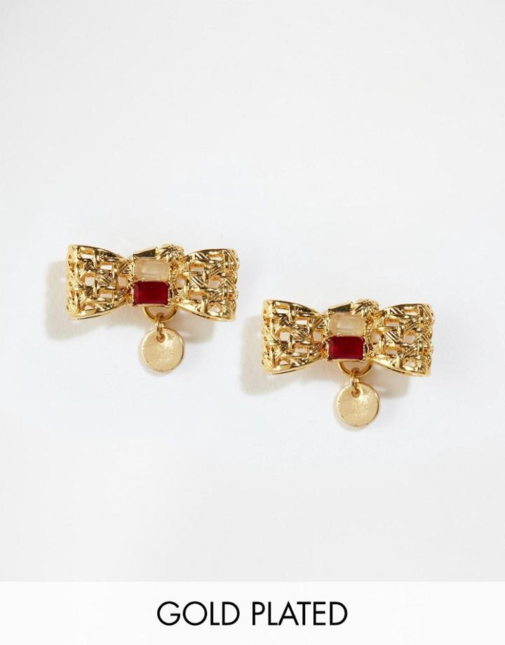 Les Nereides Bow Stud Earrings - Gold