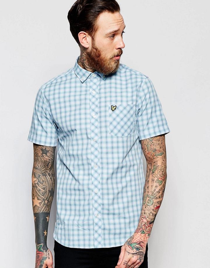 Lyle & Scott Short Sleeve Check Shirt - Blue