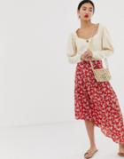 Lost Ink Midaxi Skirt In Vintage Floral-red