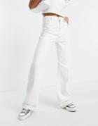 Bershka Dad Wide Leg Twill Pants In White