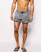 Nicce Cracked Retro Swim Short - Navy