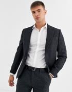 River Island Skinny Suit Jacket In Herringbone-navy