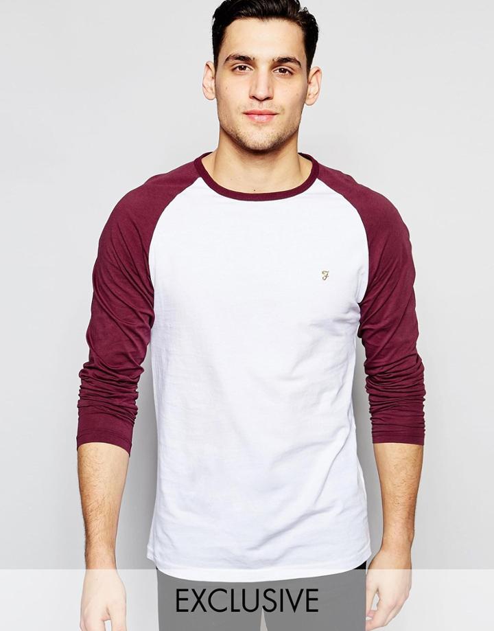 Farah T-shirt With Contrast Reglan Long Sleeves Slim Fit Exclusive - Bordeaux