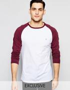 Farah T-shirt With Contrast Reglan Long Sleeves Slim Fit Exclusive - Bordeaux