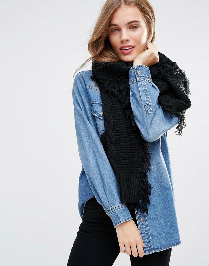 Pieces Petina Knitted Scarf - Black