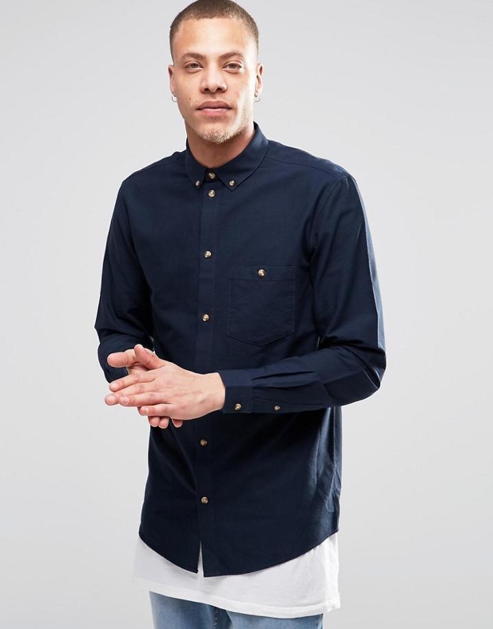Weekday Regular Fit Bad Times Oxford Shirt Buttondown In Dark Blue - B