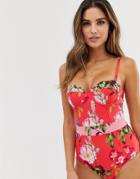 Ted Baker Cupped Swimsuit In Berry Sundae - Red