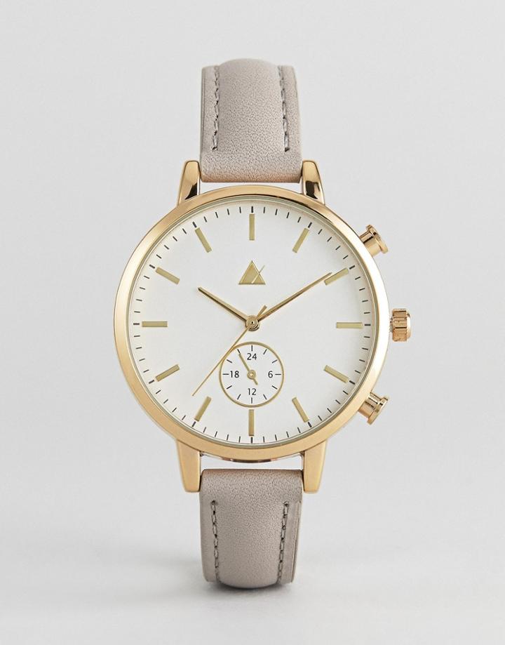 Asos Triple Crown Leather Watch - Brown
