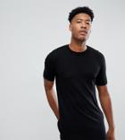 Asos Design Tall Longline Knitted T-shirt In Black - Black