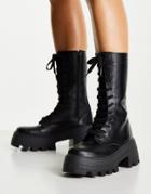 Asos Design Aurora Chunky Lace Up Boots In Black