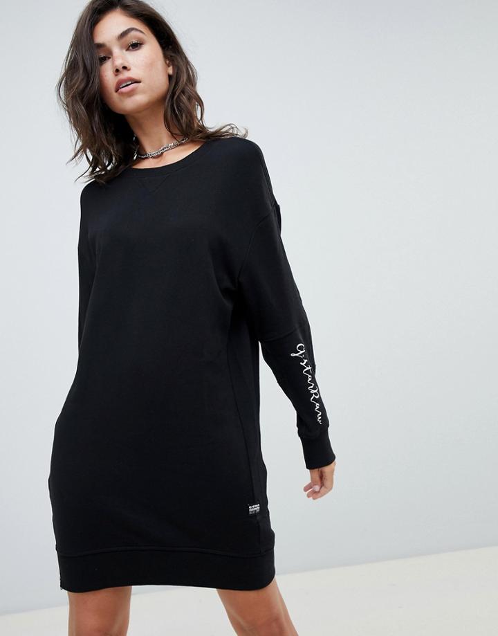 G-star Hooded Dress With Chest Logo - Black