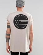 Asos Super Oversized T-shirt With Star Flag Back Print In Beige - Mushroom