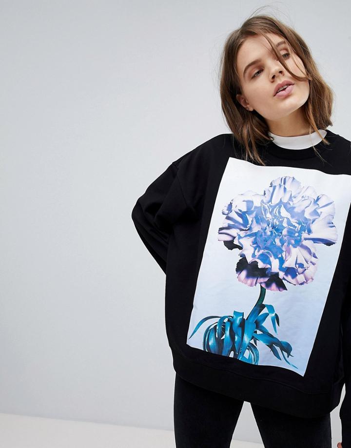 Weekday Oversized Printed Sweatshirt - Black