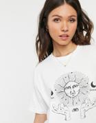 Daisy Street Relaxed T-shirt With Solstice Print-white