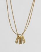 Made Double Layered Fringe Necklace - Gold