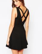 Adelyn Rae Cross Front And Back Skater Dress - Black