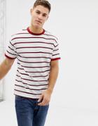 New Look Ringer T-shirt In Red Stripe - Red