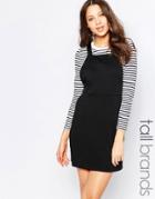 New Look Tall Denim Pinny Dress - Black