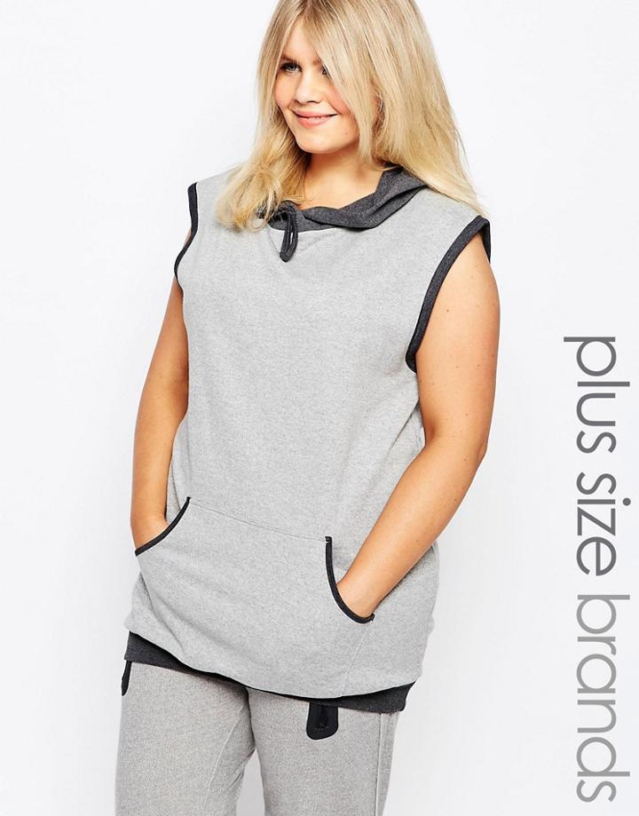 Pink Clove Lounge Hooded Sleeveless Sweatshirt - Gray