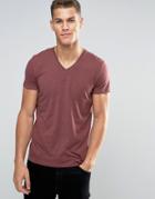 Esprit V-neck T-shirt In Melange - Purple