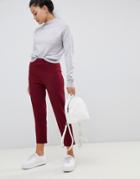 Asos Design Pull On Tapered Pants In Jersey Crepe - Red