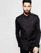 Farah Shirt With Sleeve Print Slim Fit - Black