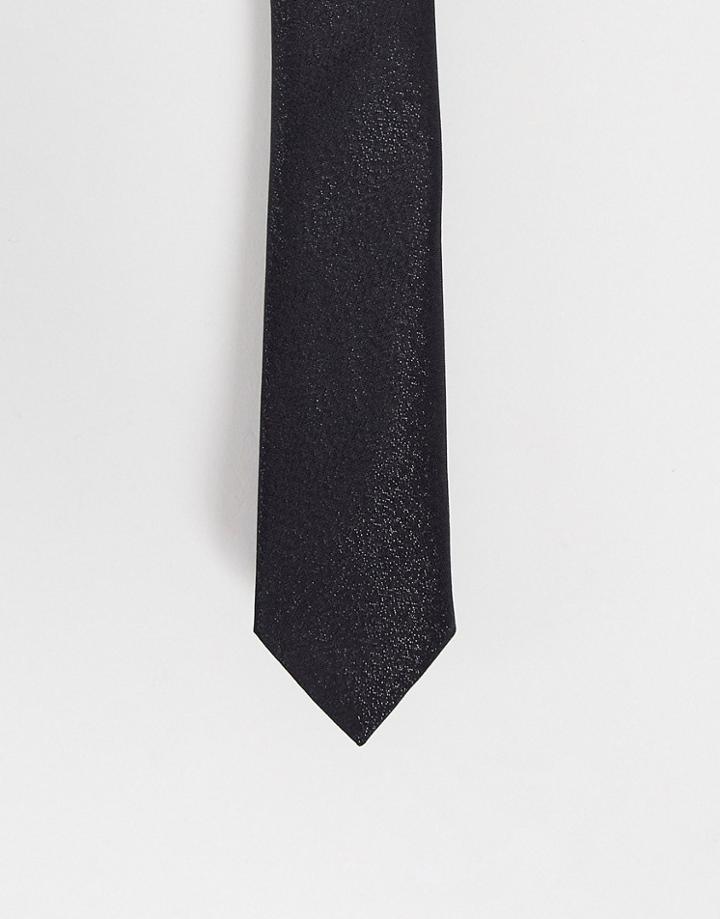 Asos Design Tie With Shimmer Design In Black