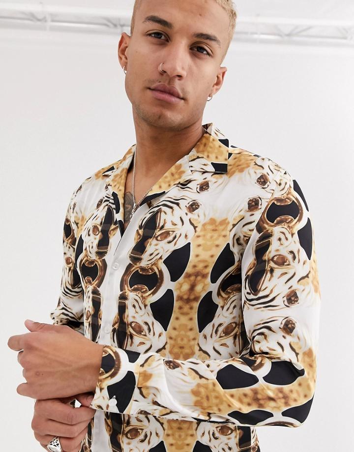 Hermano Shirt With Jaguar Print In Black