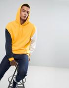 Asos Oversized Hoodie In Color Blocking - Yellow
