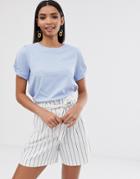 River Island Knot Sleeve T-shirt In Blue