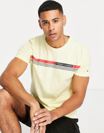 Tommy Hilfiger Corp Chest Stripe Logo T-shirt In Yellow