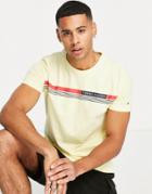 Tommy Hilfiger Corp Chest Stripe Logo T-shirt In Yellow