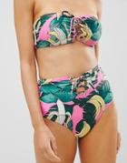 Missguided Banana Bandeau Eyelet Bikini Bottom - Multi