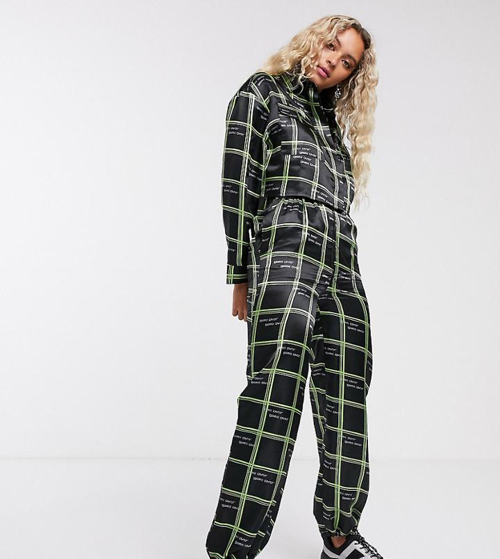 Collusion Collusion Satin Jogger In Check Print Two-piece-black